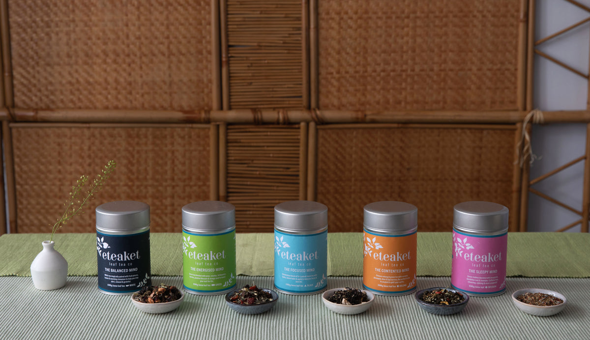 Set of five eteaket tea tins including our bestseller blends of wholesale tea for hospitality. 